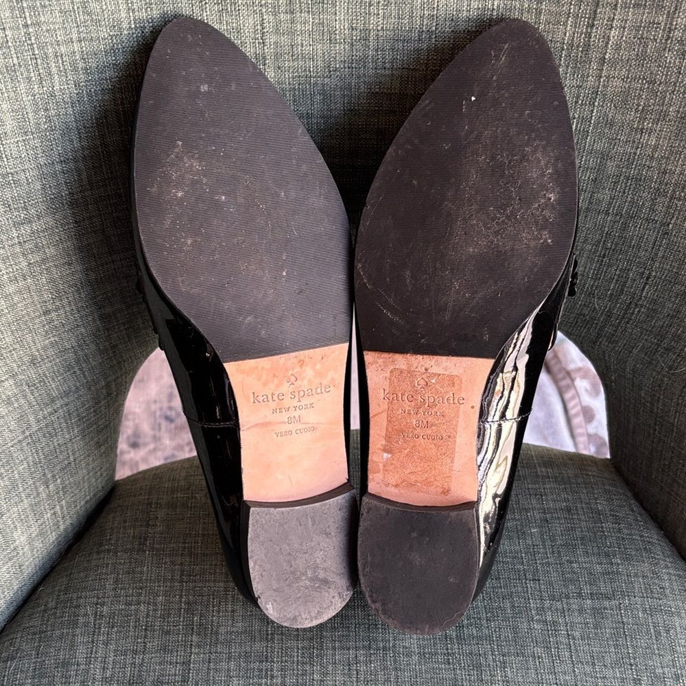 kate spade Cleo floral Black Patent Floral-Embellished Pointed Loafers Women’s 8 - Picture 10 of 14